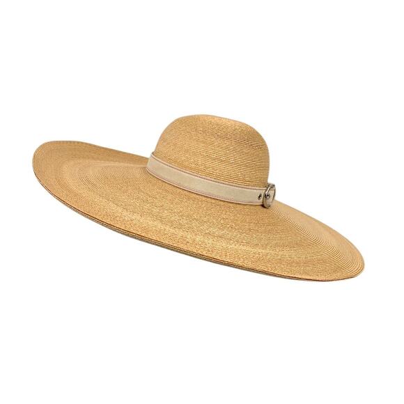 NWT Vintage COACH Straw Beach Sun Hat OS Wide Brim Floppy made in Italy - Picture 1 of 11